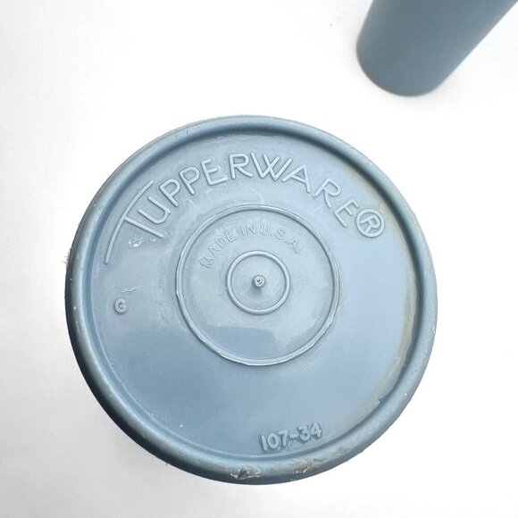 Vintage Tupperware Tumblers Dusty Slate Blue Set of 2 Plastic Cups Made in USA - Picture 3 of 8